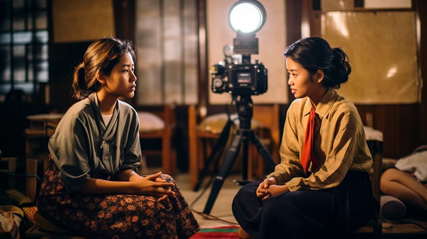 二人の若い女が映っている日本映画