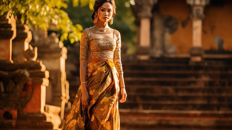 カンボジアのファッションモデルのイラスト-2